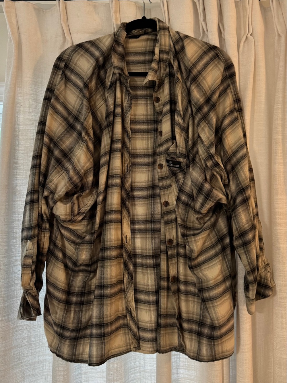 BDG cream and black boyfriend flannel